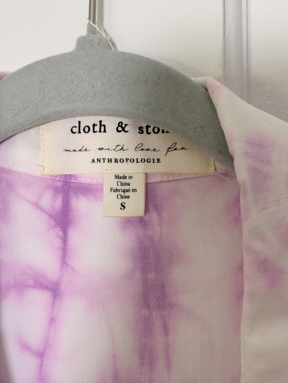 Cloth & Stone Anthropologie Purple Tie Dye Button Down Shirt Small Tencel Lyocel - Picture 3 of 5